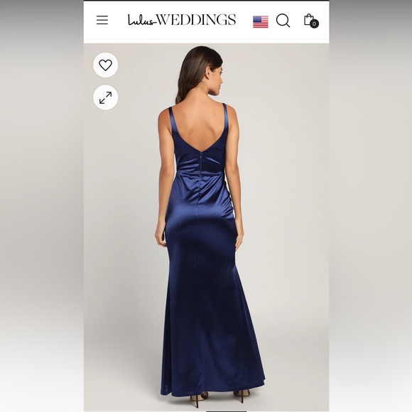 Lulu’s Long Green Satin Dress NWT - Picture 3 of 7